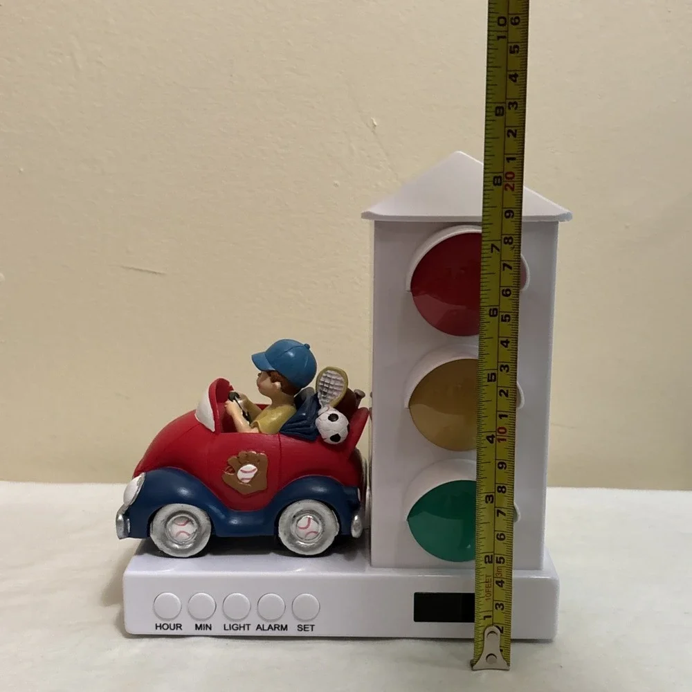 Traffic Light Digital Alarm Clock with Toy Car for Kids Untested No Power Cord